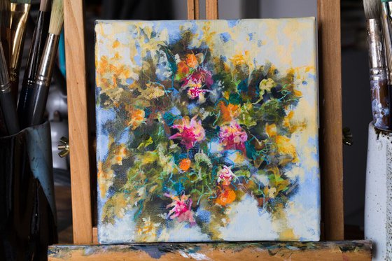 Rococo flowers - floral abstract painting