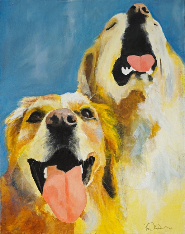 Two Golden Retrievers By Karen Hilton Artfinder