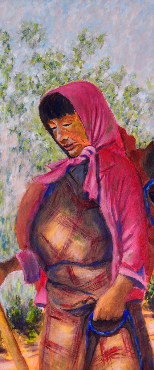 Bhutan series - Woman with the horse by Uma  Krishnamoorthy