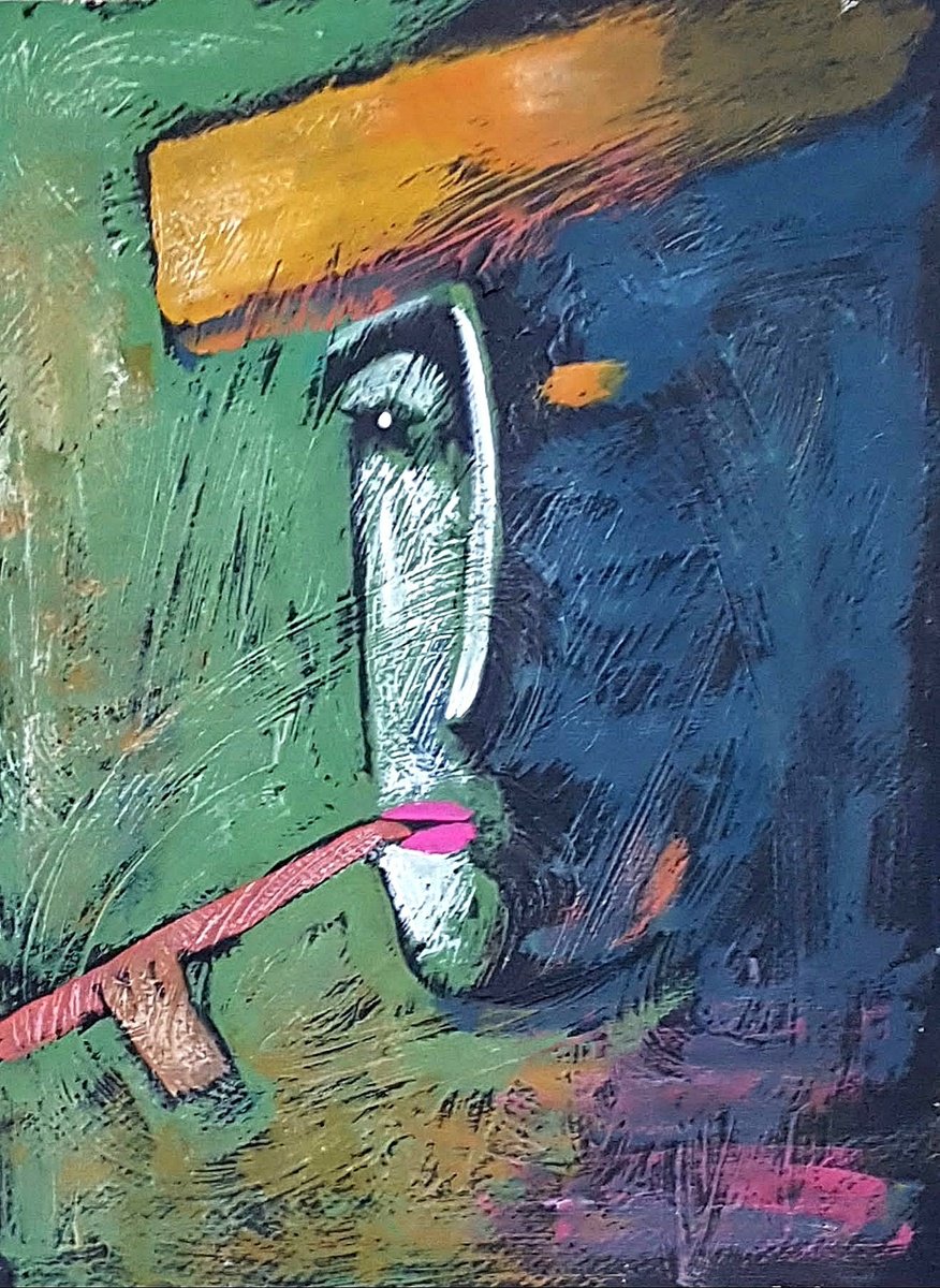 Naive Portrait Painting By Zhana Viel, 7 X 9", Musich, Original Artwork