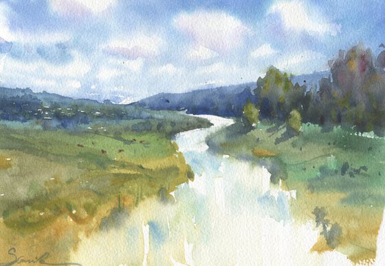 Landscape painting watercolor