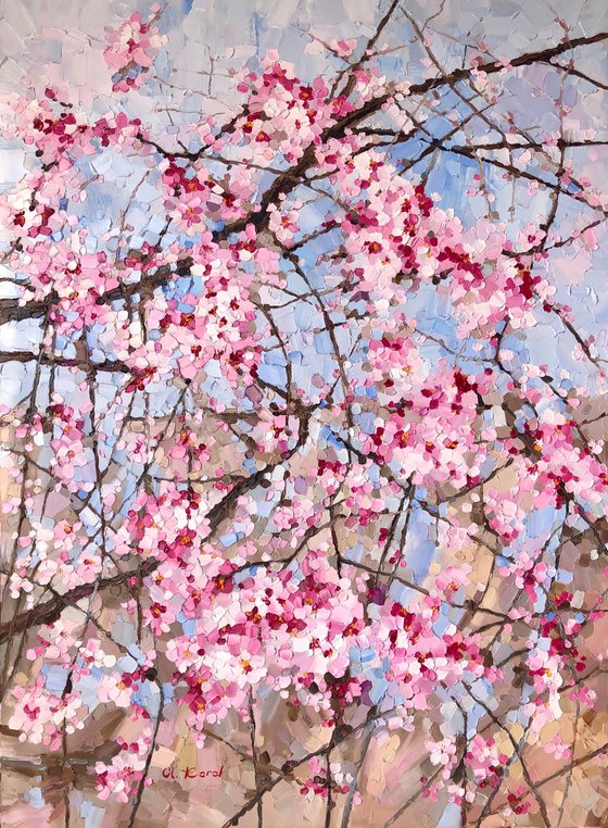 Pink almond blossom