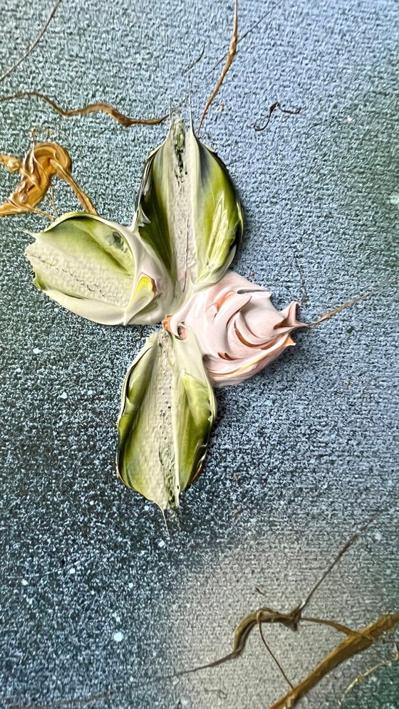 "Floral Minuet in Pastel Blue"