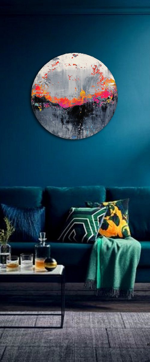 Circular abstract painting / Abstract 22106 by Alex Senchenko