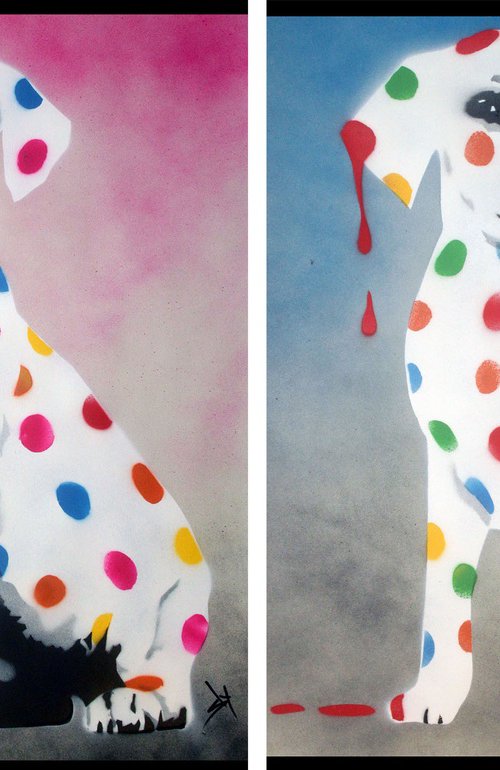 His & her Damien's dotty, spotty, puppy dawgs (on The Daily Telegraph). by Juan Sly