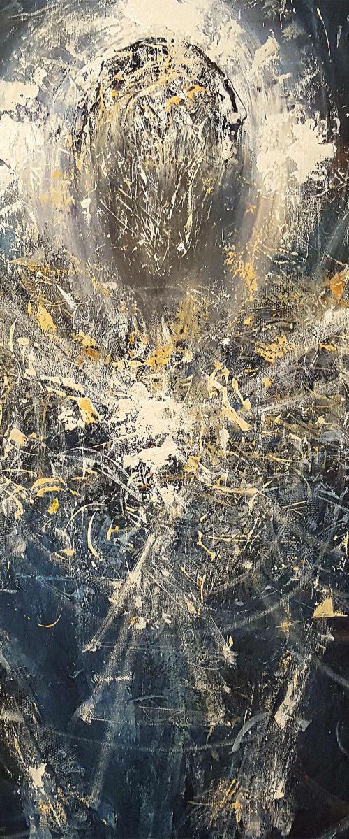 FASCINATING WAY TO PAINT ANGELS ENERGY GUARDIAN SPIRITUAL METAPHYSIC ONEIRIC ART 100 X 100 CM HUGE MASTERPIECE by Kloska Ovidiu