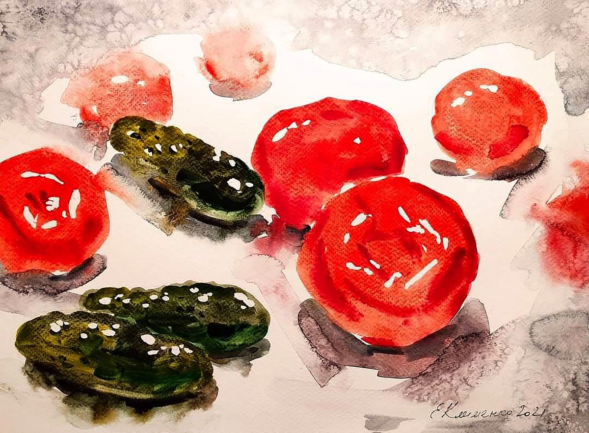 Impressionistic Still Life Watercolour By Elena Klimenko, 12 X 16, Salty, Original Artwork