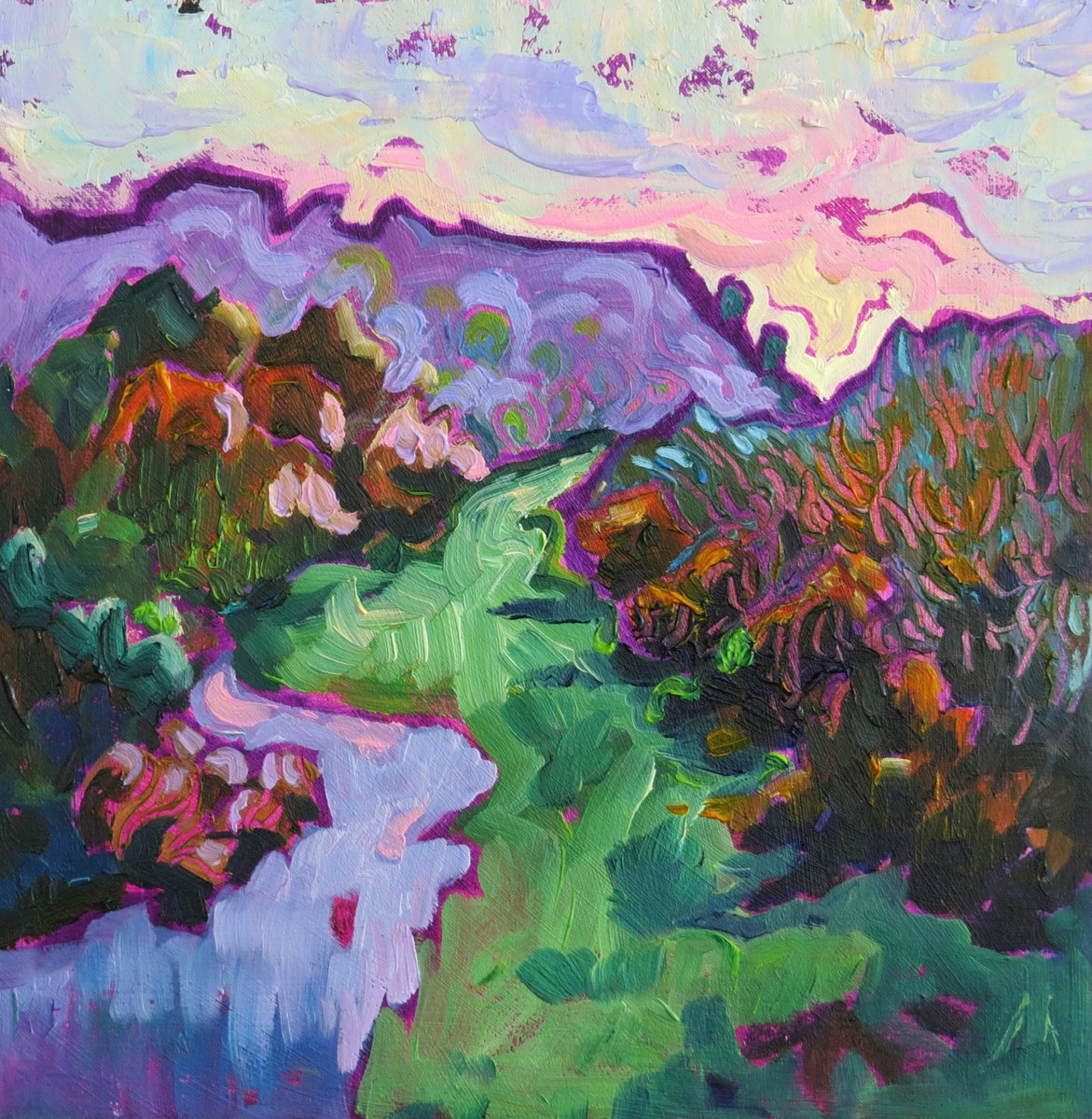 Green Valley, Purple Hills Oil painting by Mary Kemp Artfinder
