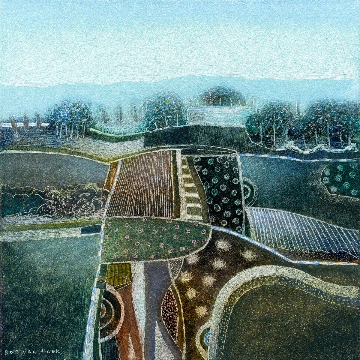 Landscape Oil Painting By Rob Van Hoek, 21 X 21", Westward Bound, Original Artwork