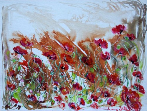 Poppies / Watercolour by Anna Sidi-Yacoub