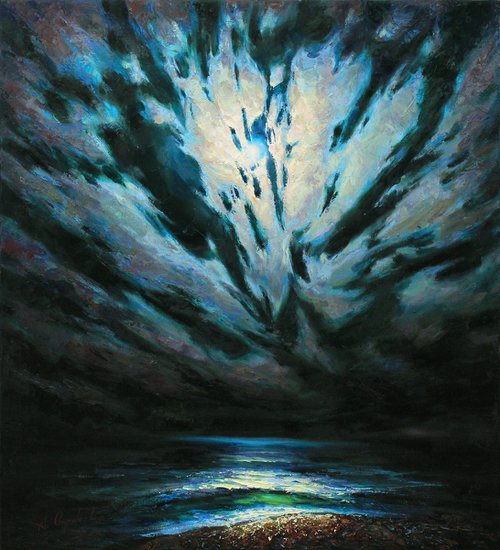 Wings of the night. Moon over sea by Alisa Onipchenko-Cherniakovska