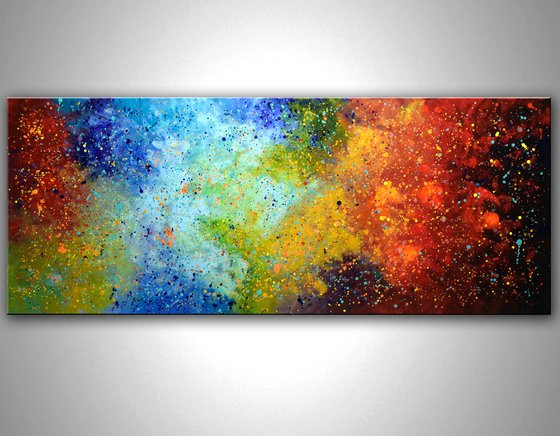 Contrasts - Large Abstract Colorful Painting, Modern, Palette Knife Art