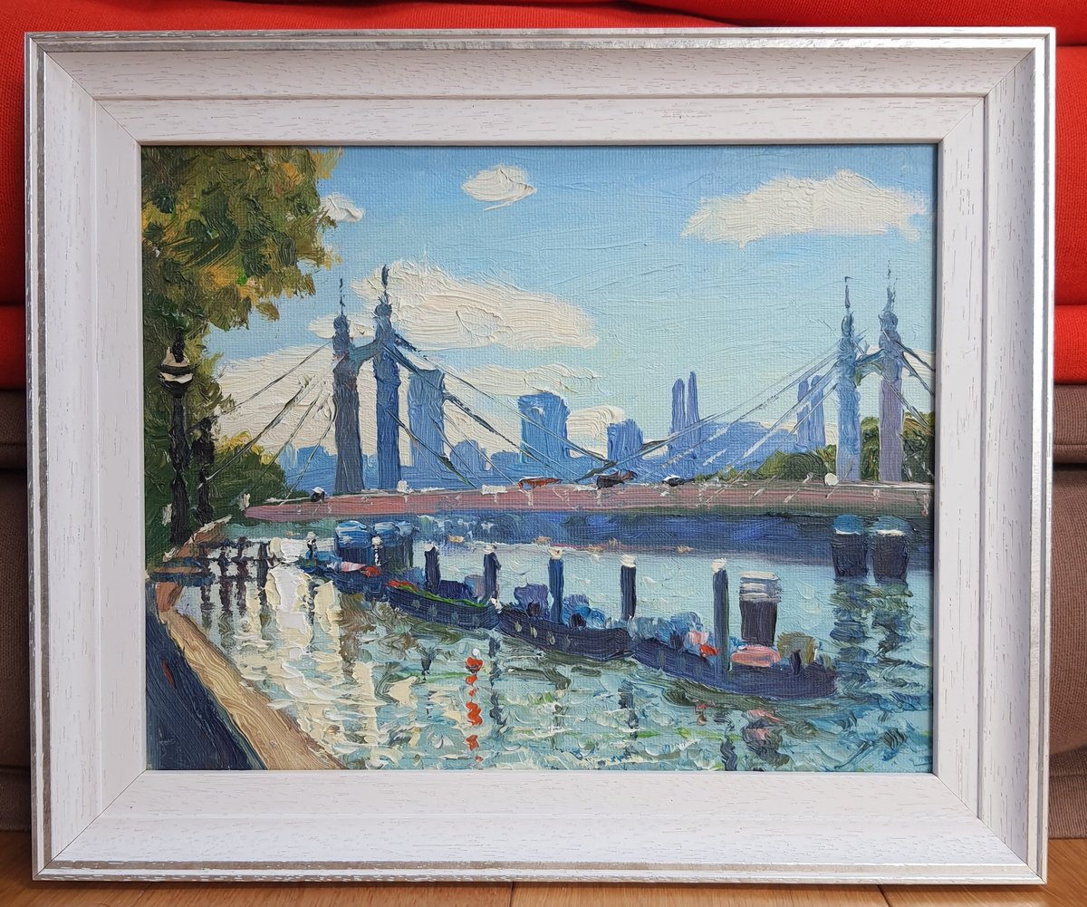London Albert bridge and the Thames by Roberto Ponte