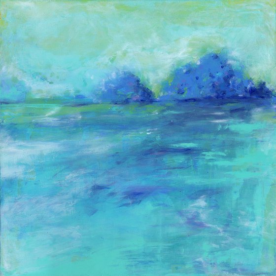 A Tranquil Journey 2 - Minimal Serene Landscape Abstract Painting by Kathy Morton Stanion