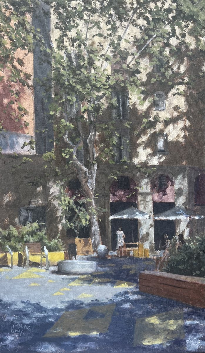 Impressionistic Cityscapes Oil Painting By Cedric Visser, 11 X 18, Shades And Shapes At Parlament, Original Artwork