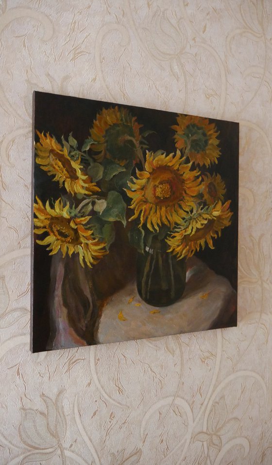 Sunflowers - sunflower still life painting