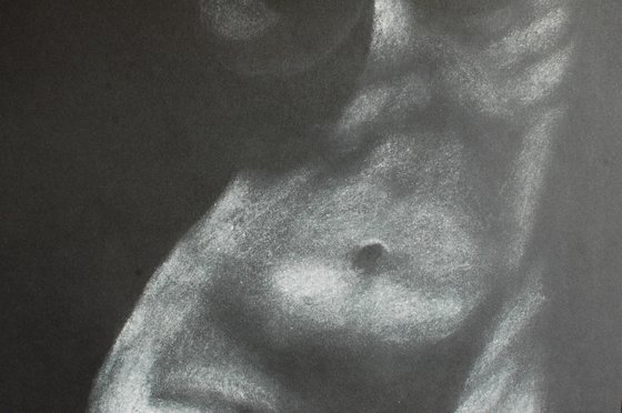 Nude study. Dry pastel drawing.