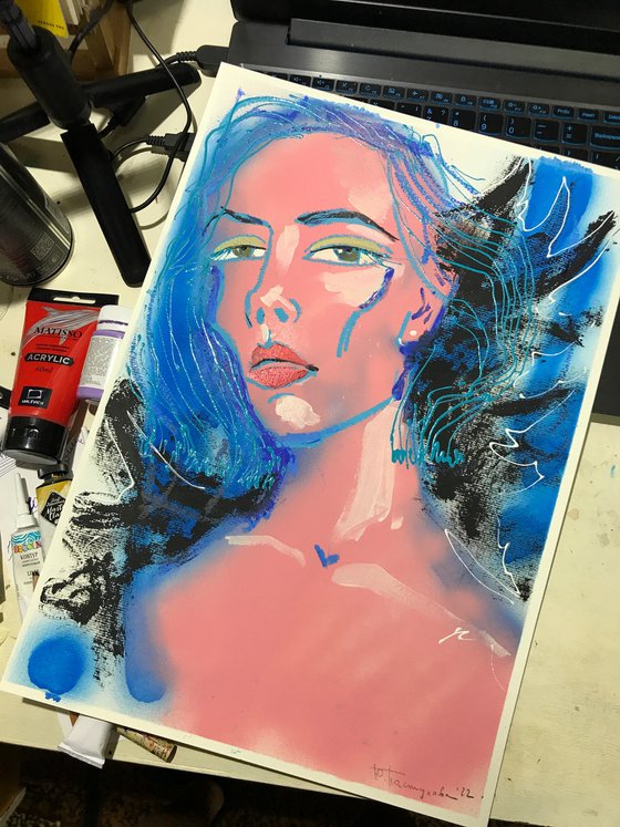 Bat acrylic painting fashion