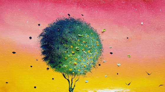"Sunset Tree & Flowers in Love"