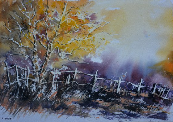 Autumnal landscape   - watercolor