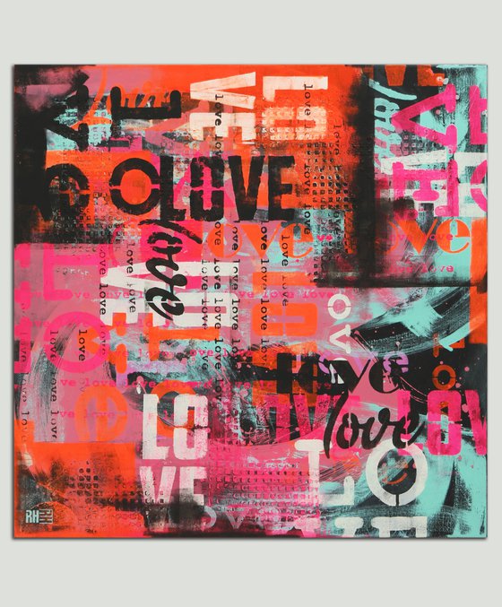 NEW! - Love in Technicolor on Black - Love letters - 90x90 cm - Ronald Hunter - 05M