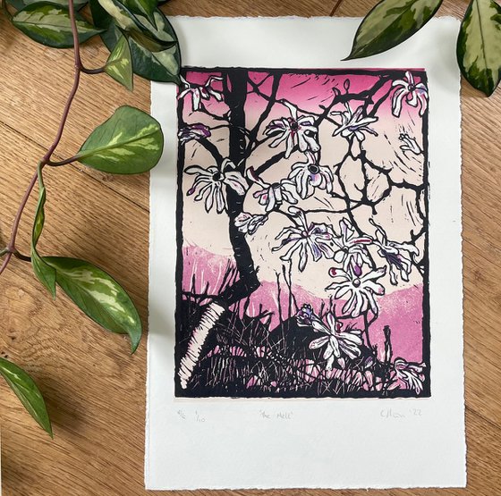 The Melt - Magnolia Linocut