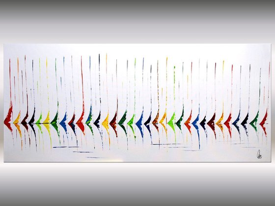 Big Race- Abstract- Colourfull Sailboat Painting- Large Acrylic Art Canvas Wart Art Ready to hang