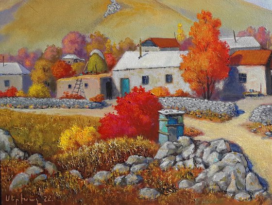 Autumn landscape (50x100cm, oil painting, ready to hang)