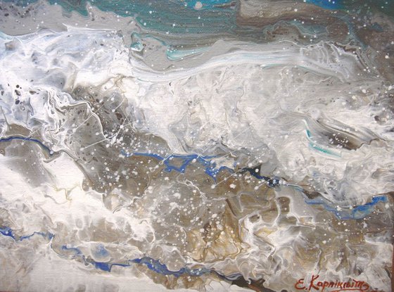“White Waves” LARGE Painting 70x100 cm