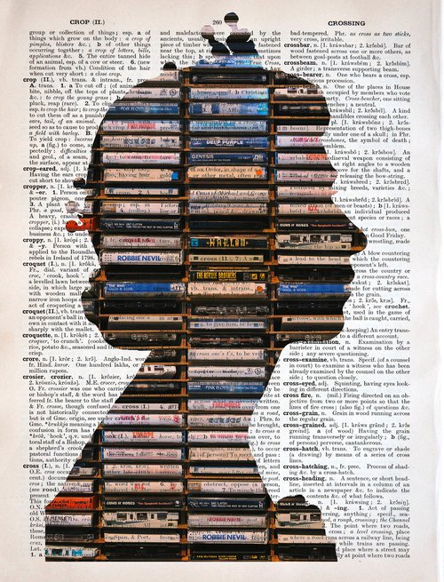 Queen Elizabeth II - Cassette Tape - Collage Art on Large Real English Dictionary Vintage Book Page by Jakub DK - JAKUB D KRZEWNIAK