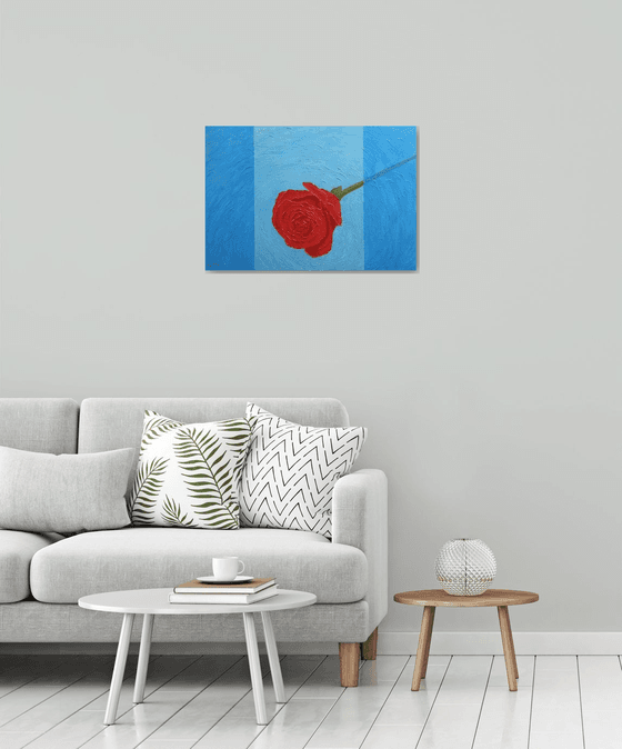 Forever Lovely - spring shower red rose painting; gift ideas; home, office decor