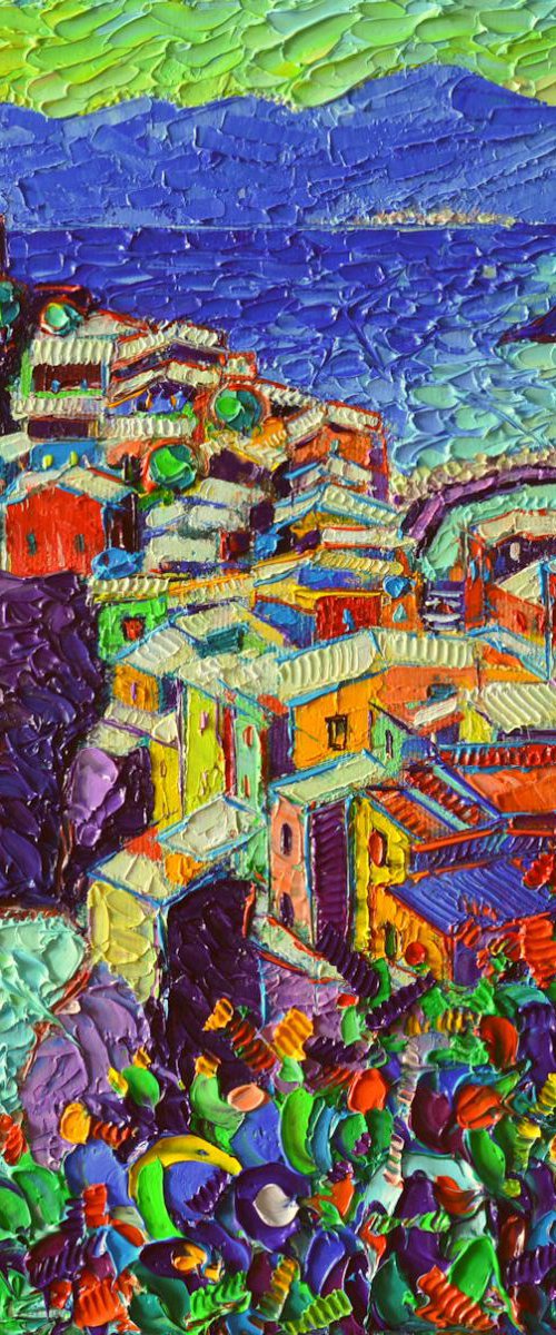 VERNAZZA CINQUE TERRE ITALY 2 - contemporary impressionist palette knife oil painting by ANA MARIA EDULESCU