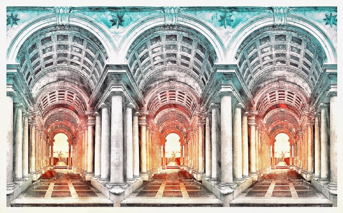 Photorealistic Cityscapes Print By Mattia Paoli, 80 X 49", Abc#117 Palazzo Spada N. 7, Original Artwork