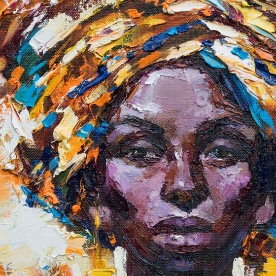 African woman portrait Original oil painting