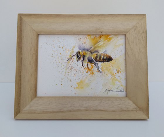 Bee painting, Honey Bee, Original Watercolour, Ready to hang