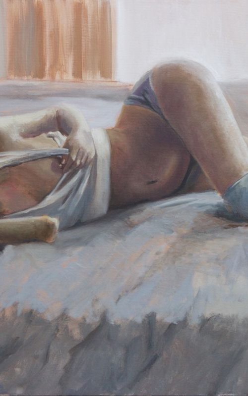 Naked Model, "Morning in France", Nude Art, Realistic Art by Leo Khomich