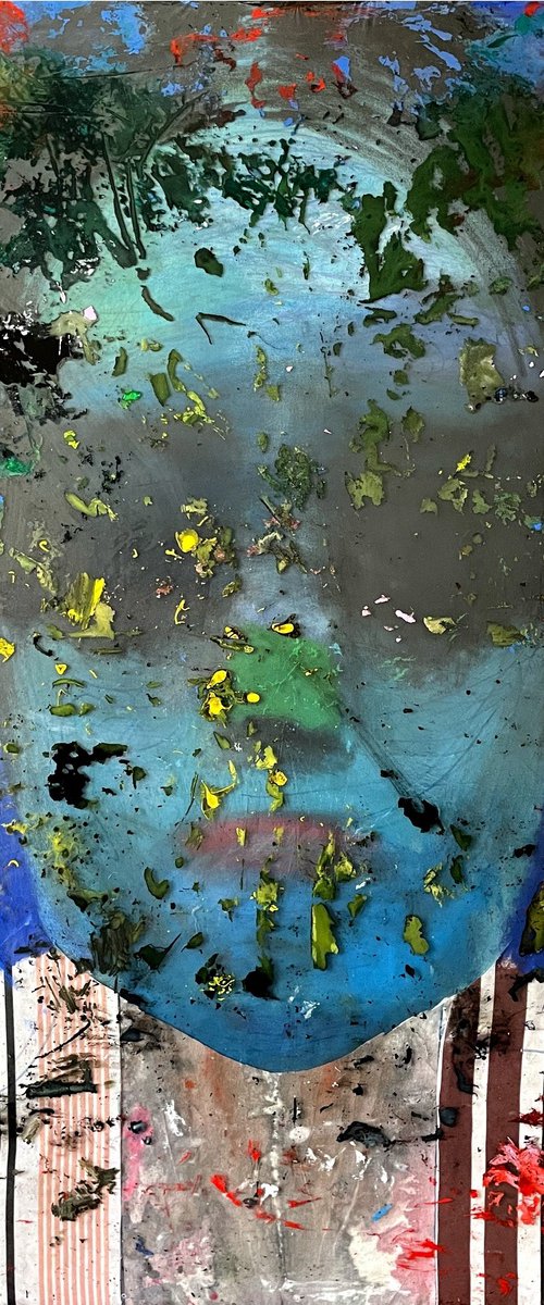 Blue Abstract Face by Gela MIKAVA