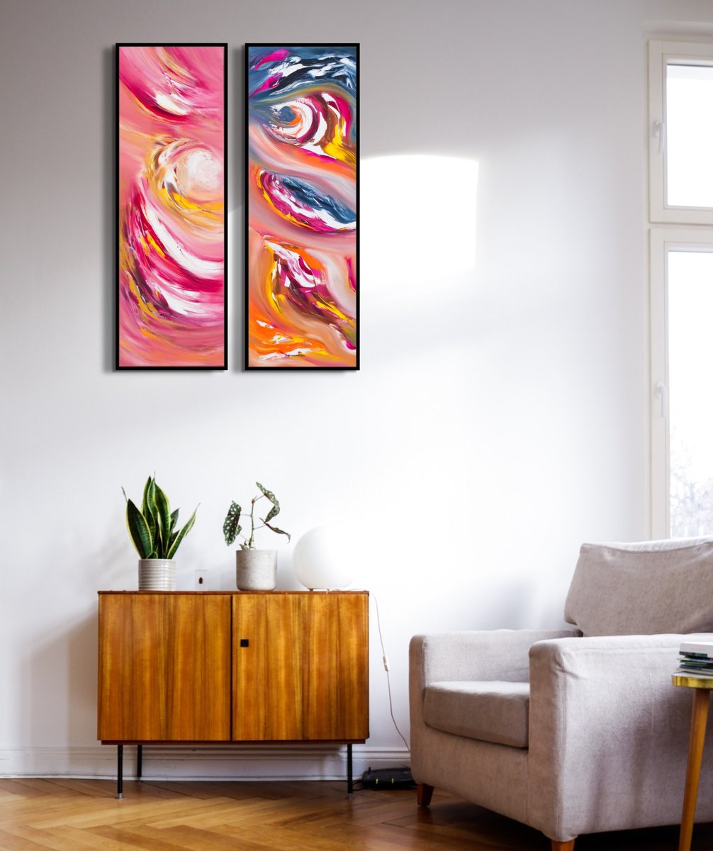 Untitled, Diptych n? 2 Paintings, Original abstract, oil on canvas by Davide De Palma