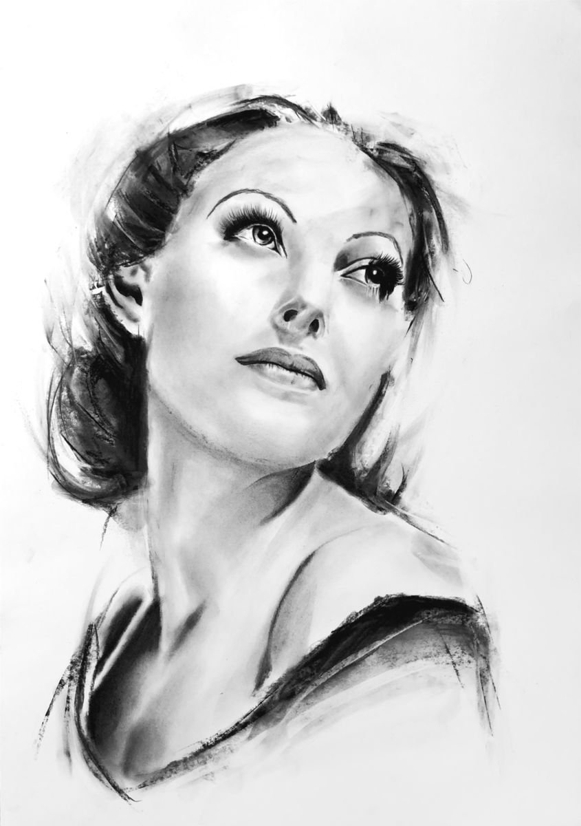 Photorealistic Charcoal Drawing , Loretta By Denny Stoekenbroek, 17 X 23, Artwork For Sale On Artfinder