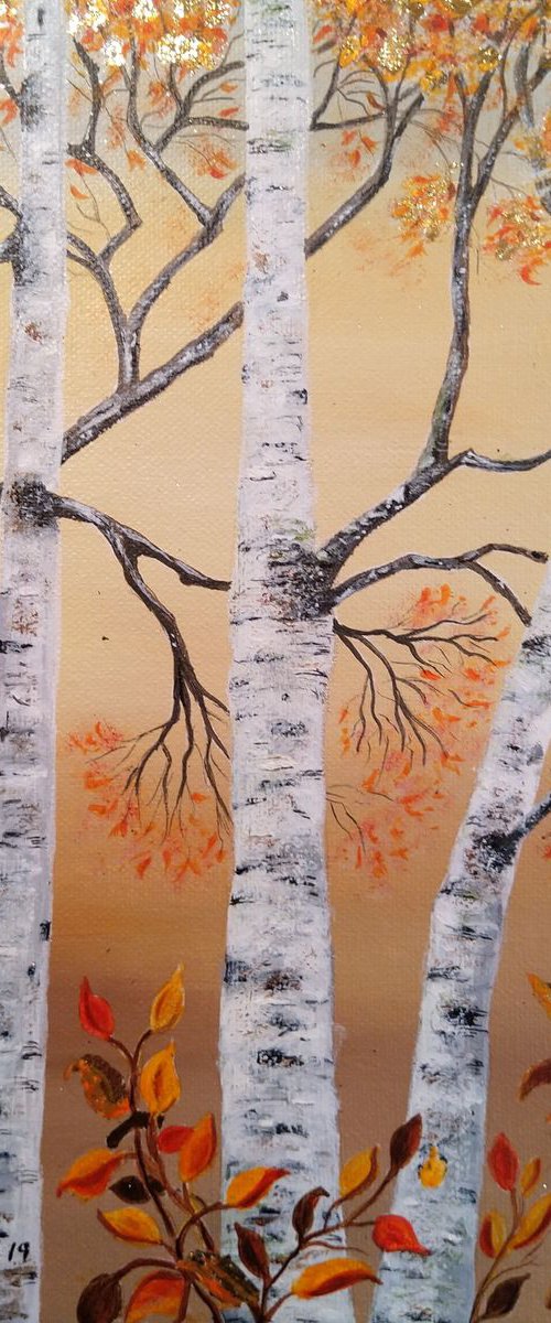 Silver Tree's with Golden Leaves by Anne-Marie Ellis