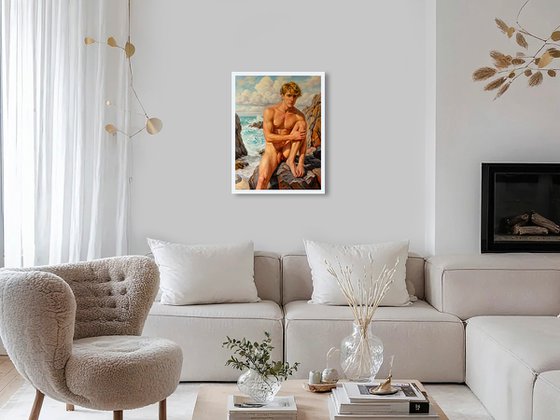ROMANTIC MOOD (NUDE MAN ON THE BEACH)