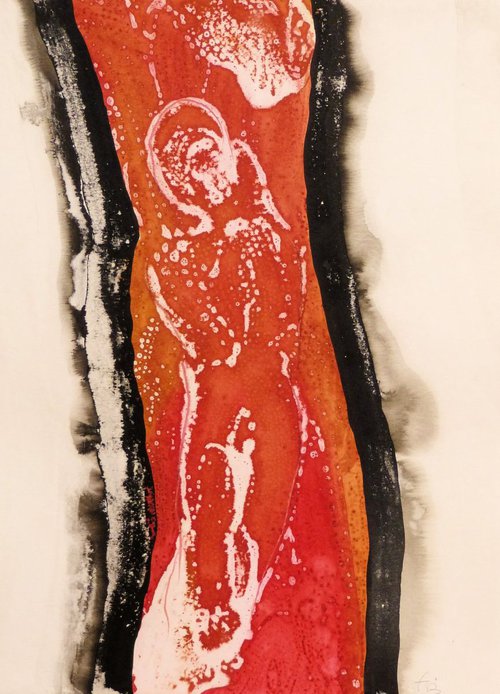 Arbre en gésine (Tree giving birth), Ink on Paper 29x42 cm by Frederic Belaubre