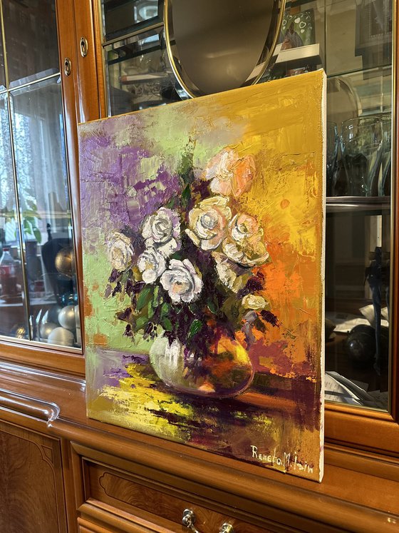 Still Life with White Roses