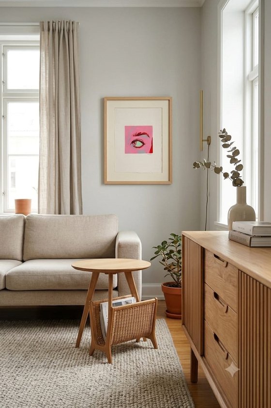"Eye 1" on pink Pop art