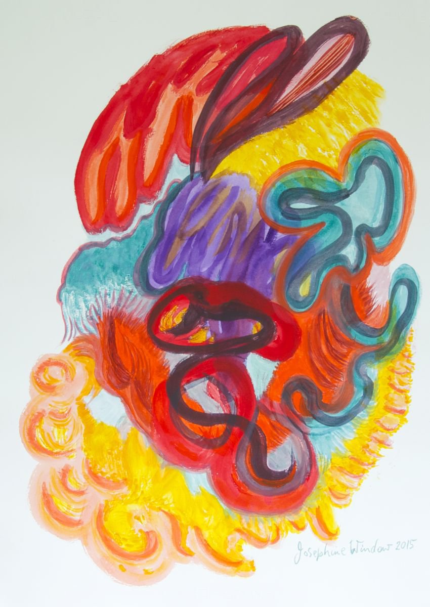 Organic Abstract Acrylic Painting By Josephine Window, 20 X 28", Organic Shapes 2, Original Artwork