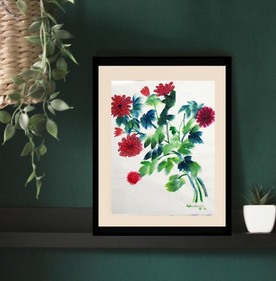 Red Chrysanthemums Chinese art