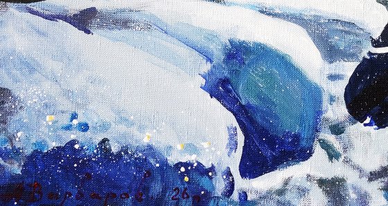 Falling Feather In Winter Forest