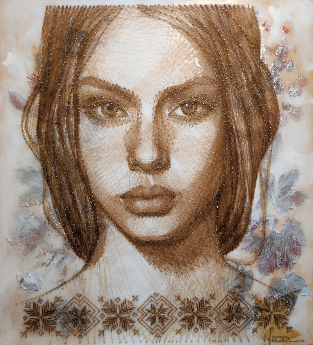 Expressive Portrait Painting By Nicol Vacaru, 35 X 39", Echo Of The Earth, Original Artwork