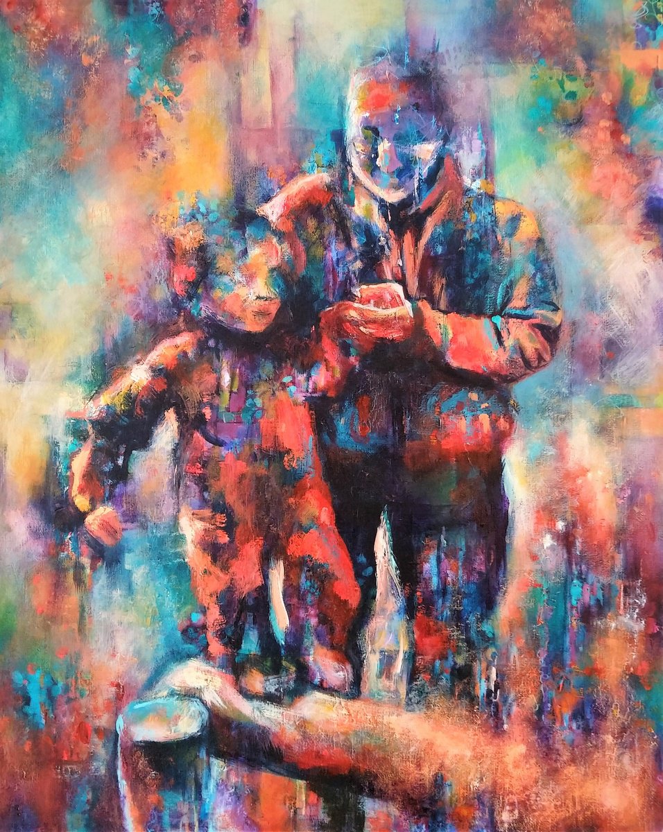 Expressive Portrait Acrylic Painting By Gillian Hancey, 16 X 20, The Mountains You