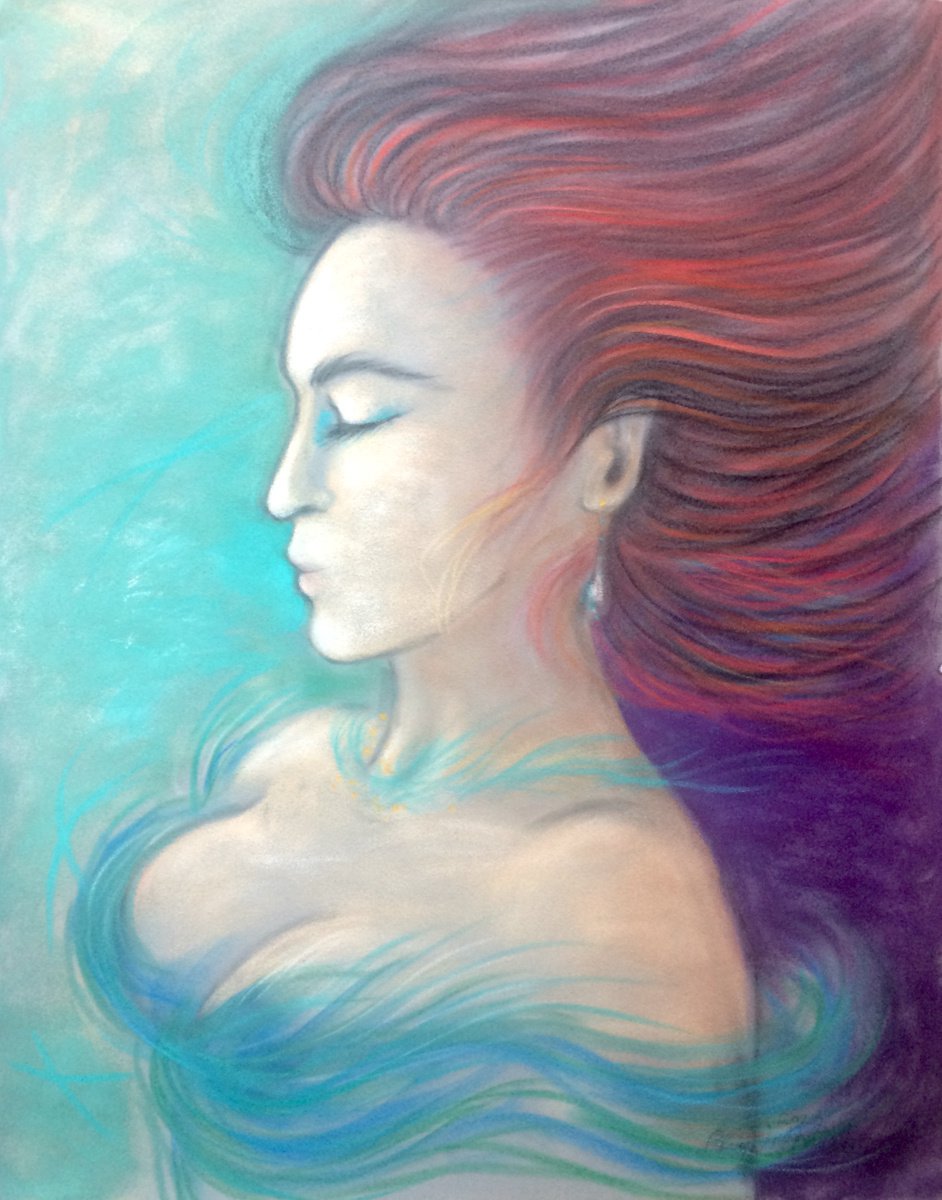 Woman Thinking of Turquoise by Phyllis Mahon